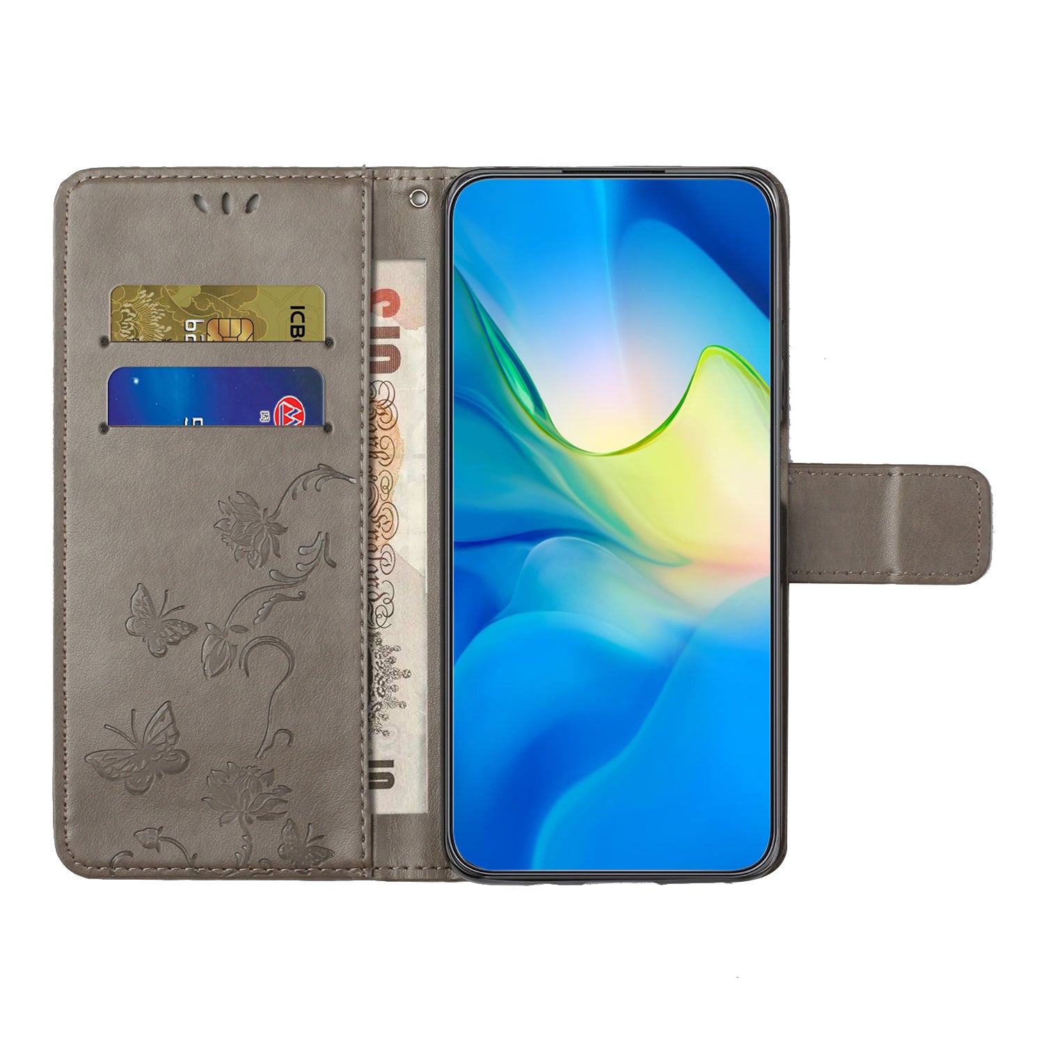 Til Samsung Galaxy A24 4G påtrykt sommerfuglblomst telefonetui PU læder pungholder telefoncover med rem Til Samsung Galaxy A24 4G påtrykt sommerfuglblomst telefonetui PU læder pungholder telefoncover med rem
